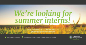 2024 Summer Internship Program in Philippines at The Climate Reality Project