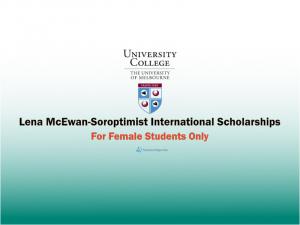 Bourse internationale Lena McEwan-Soroptimist à l'Université de Melbourne, Australie 2022-2023