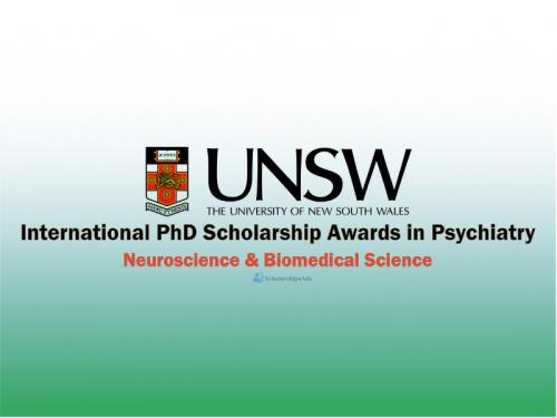 UNSW International PhD Scholarship Awards in Psychiatry, Australia 2024-22