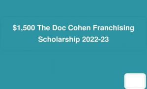 1 500 $ Bourse de franchise Doc Cohen 2022-23