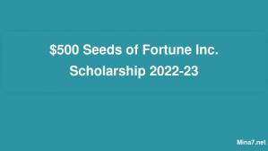 Bourse d'études de 500 $ Seeds of Fortune Inc. 2022-23